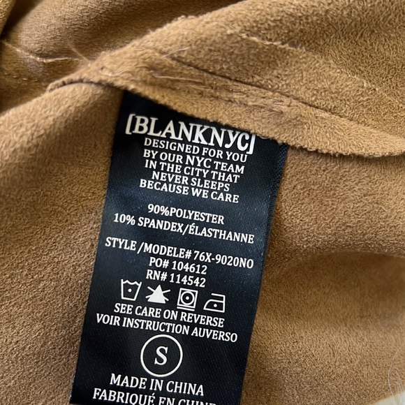 BLANK NYC Drape Front Faux Suede Zip Up Jacket In Hazelnut Brown Sz Small - Picture 9 of 10